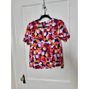 Crosby by Mollie Burch Red Purple Colorful Preppy Boxy Short Sleeve Blouse XS